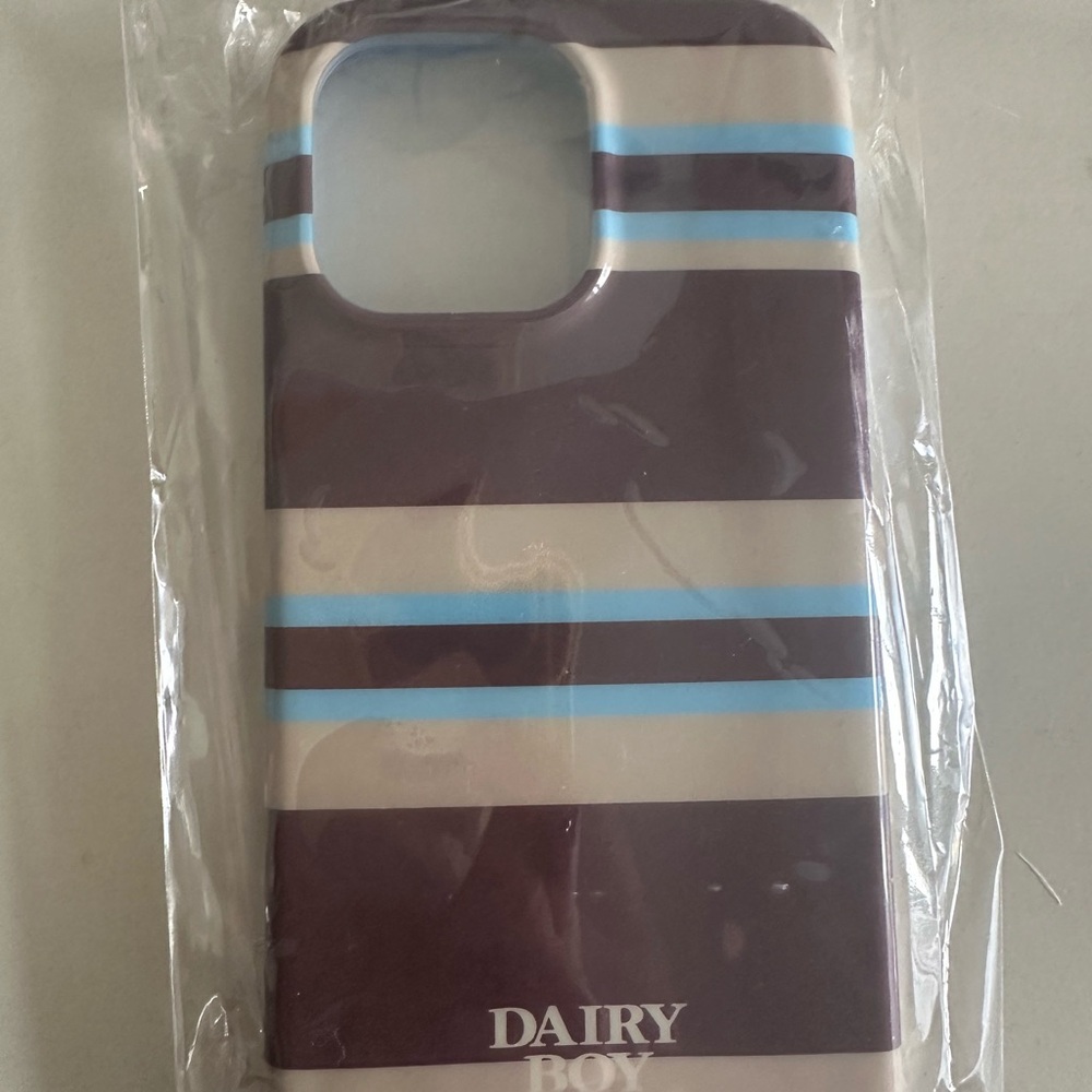 Dairy Boy Cashmere Phone Case for iPhone 14 Pro Max - Brown Tan Blue